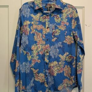 NWT Houston White Floral Blue Men's Longsleeved Shirt Sz S